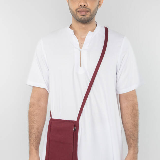 Men Meditation Maroon Sling Bag