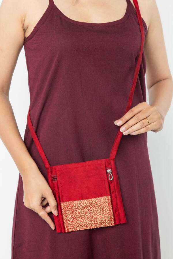 Women Meditation Maroon Sling Bag - Image 4