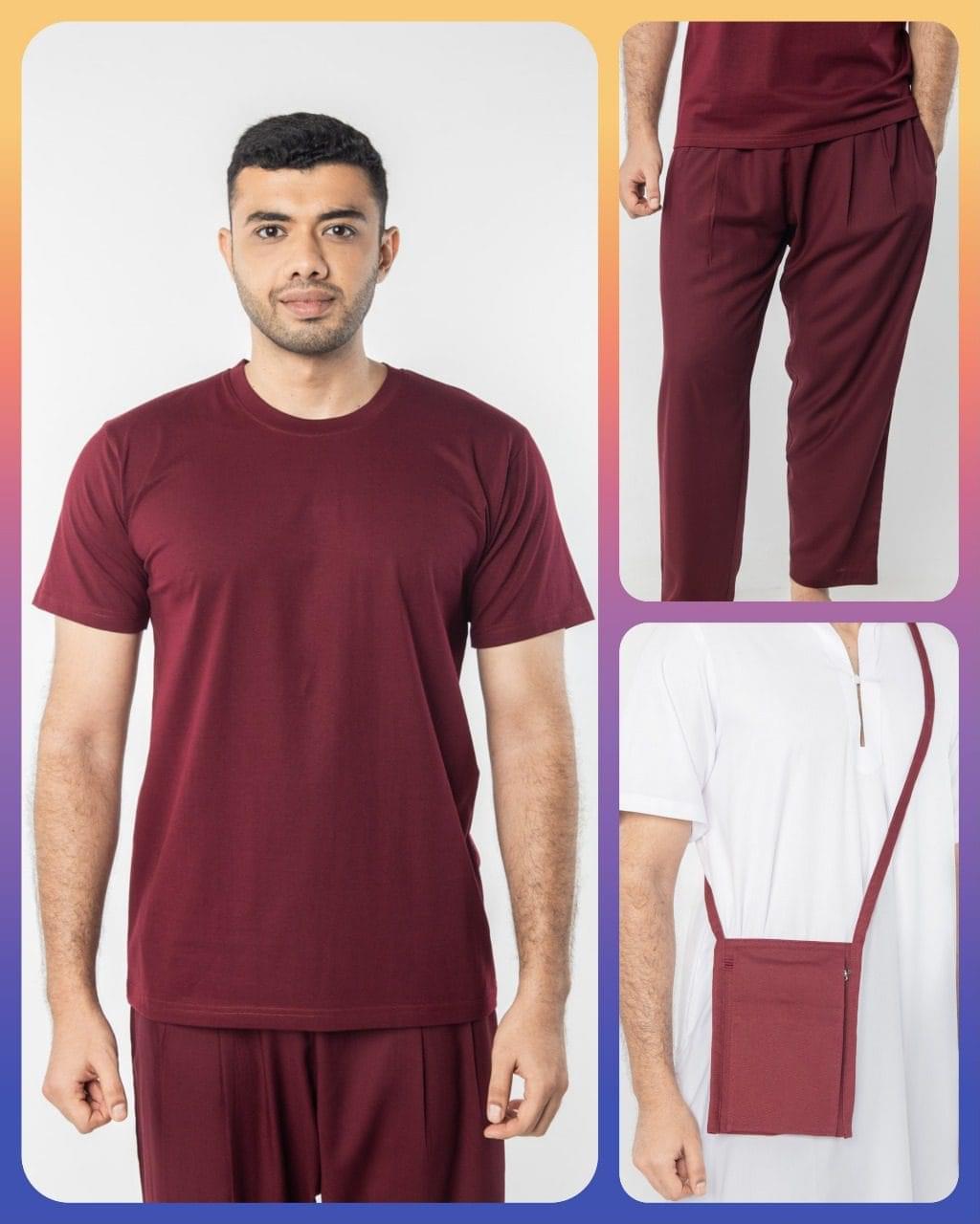 Mens combo contains T-shirt , pants and purse
