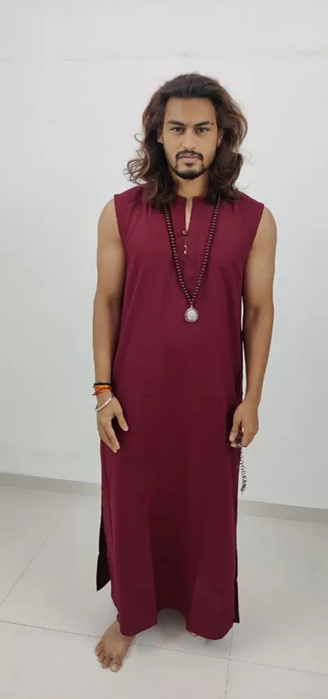 Maroon Robe sleeveless for Men